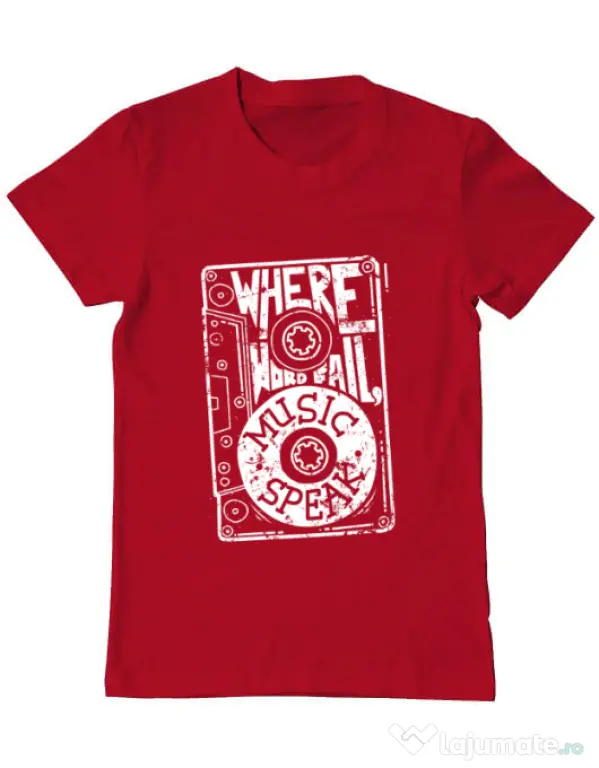 Tricou ADLER barbat Where words fail, music speaks Rosu