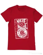 Tricou ADLER barbat Where words fail, music speaks Rosu