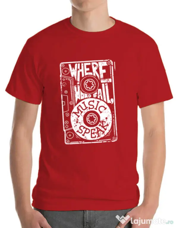 Tricou ADLER barbat Where words fail, music speaks Rosu