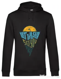 Hoodie barbat cu gluga Let the sea, Set you free Negru