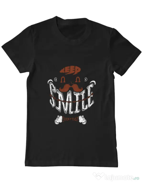 Tricou ADLER barbat Keep smile everyday Negru