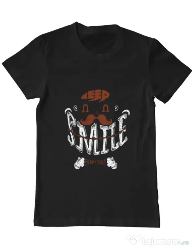 Tricou ADLER barbat Keep smile everyday Negru