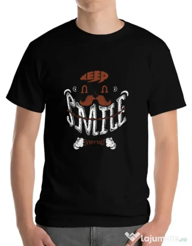 Tricou ADLER barbat Keep smile everyday Negru