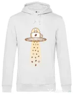 Hoodie barbat cu gluga Alien Coffee Invasion Alb