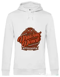 Hoodie barbat cu gluga Drawing Pencil Alb