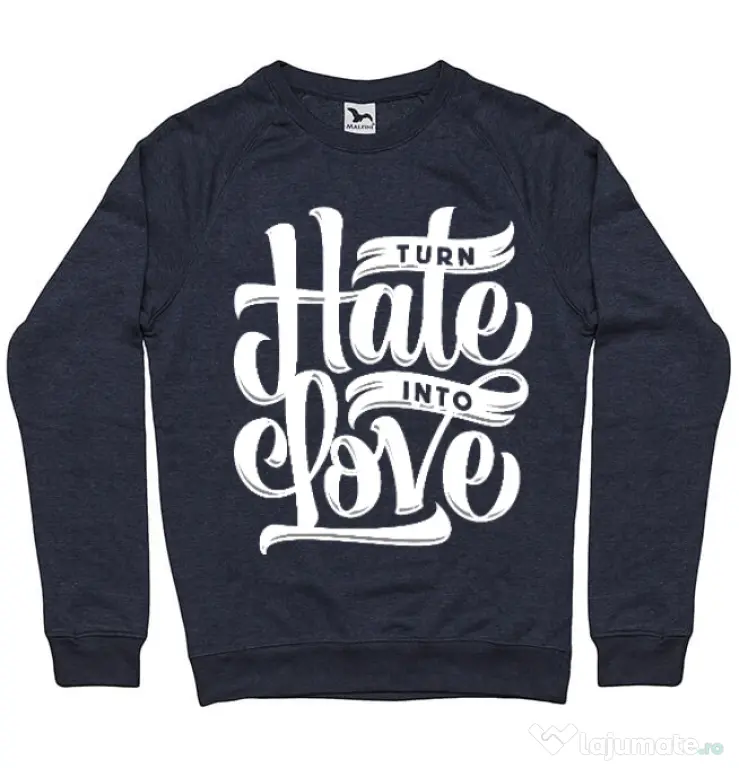 Bluza ADLER barbat Turn Hate Into Love Denim inchis