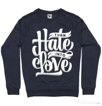 Bluza ADLER barbat Turn Hate Into Love Denim inchis