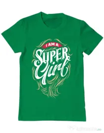 Tricou ADLER barbat I am a Super Girl Verde mediu