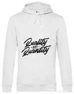 Hoodie barbat cu gluga Quality not quantity Alb