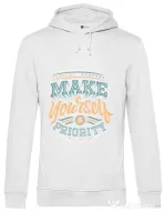 Hoodie barbat cu gluga Make yourself a priority Alb