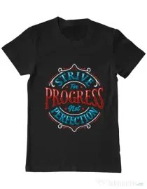 Tricou ADLER barbat Strive For Progress Not Perfection Negru