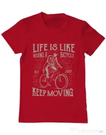 Tricou ADLER barbat Life Is Like Riding A Bicycle Rosu