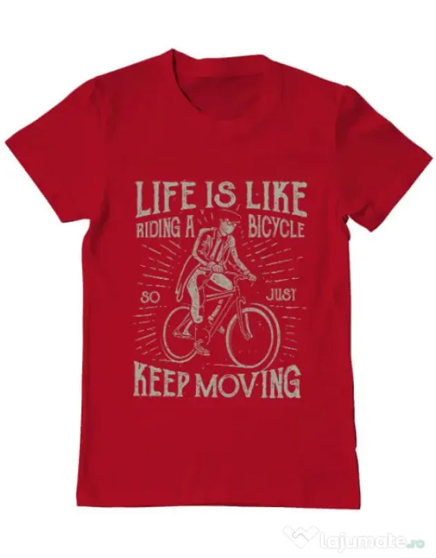 Tricou ADLER barbat Life Is Like Riding A Bicycle Rosu