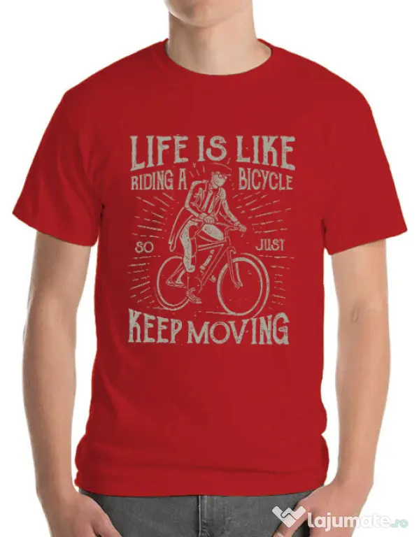 Tricou ADLER barbat Life Is Like Riding A Bicycle Rosu
