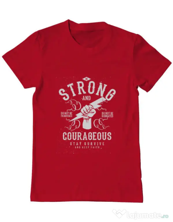 Tricou ADLER barbat Be Strong and Courageous Rosu