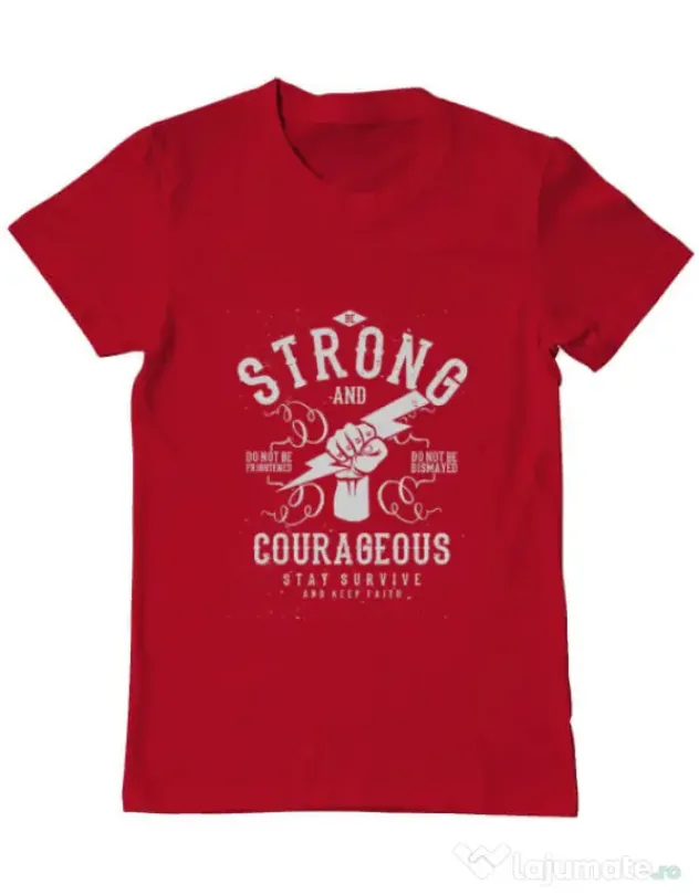Tricou ADLER barbat Be Strong and Courageous Rosu