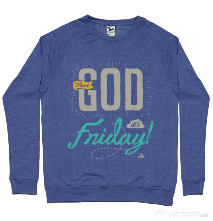 Bluza ADLER barbat Thank GOD its Friday Albastru melanj