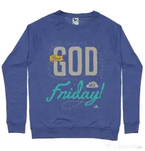 Bluza ADLER barbat Thank GOD its Friday Albastru melanj