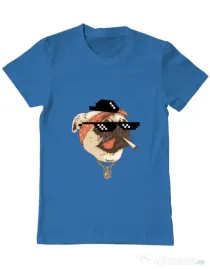 Tricou ADLER barbat Pug Life Albastru azuriu