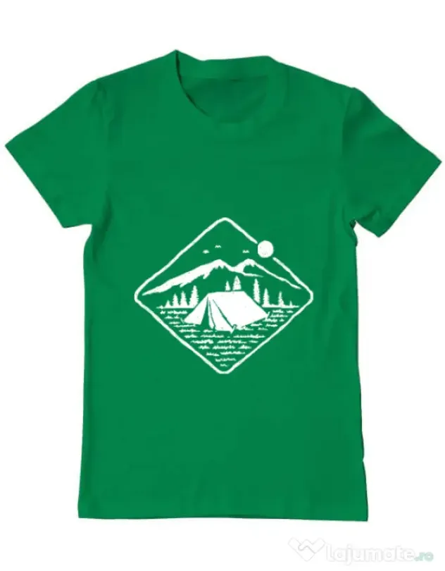 Tricou ADLER barbat Camp Mode ON Verde mediu