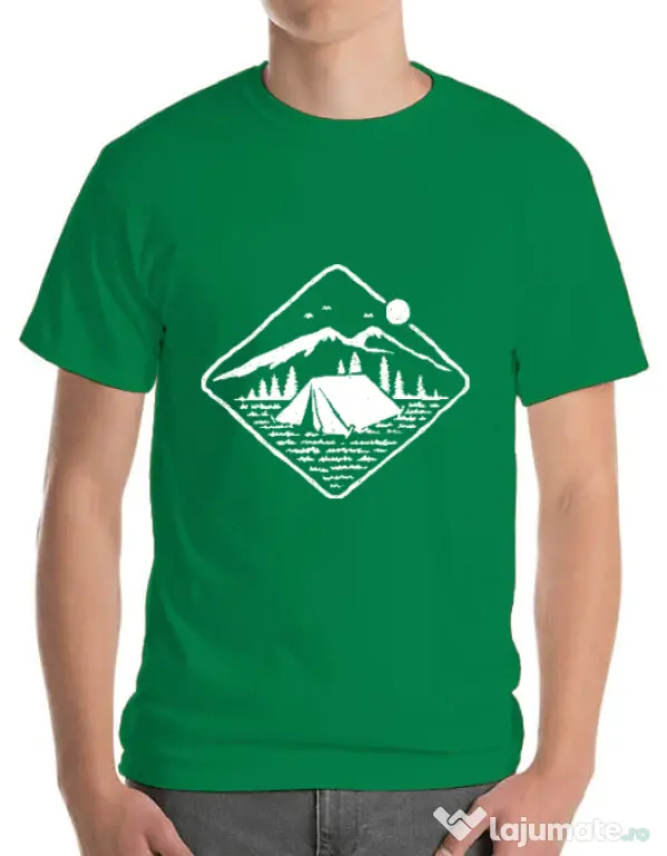 Tricou ADLER barbat Camp Mode ON Verde mediu