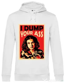 Hoodie barbat cu gluga I dump your ass Alb