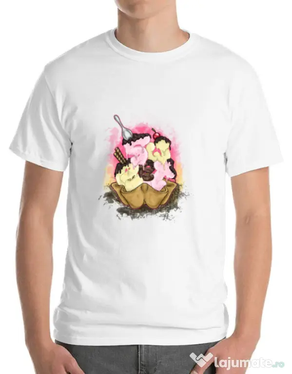 Tricou ADLER barbat sweet ice cream lettering Alb