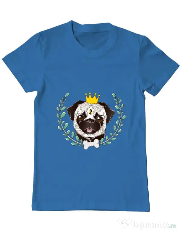 Tricou ADLER barbat King Of Pug Albastru azuriu