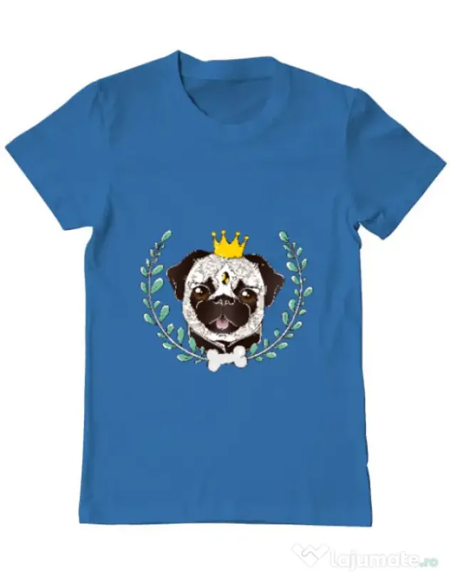 Tricou ADLER barbat King Of Pug Albastru azuriu