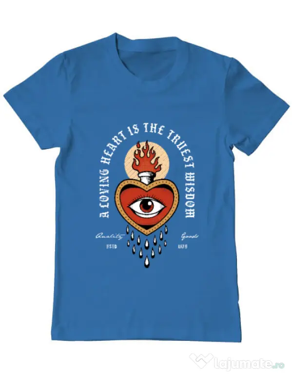 Tricou ADLER barbat Burning Heart Albastru azuriu