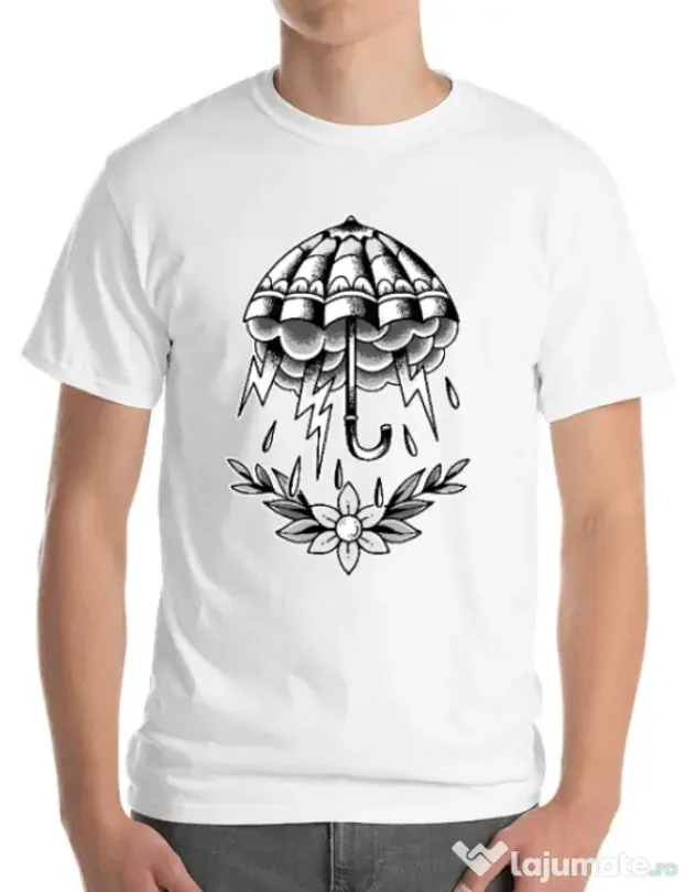 Tricou ADLER barbat Umbrella Tattoo Alb