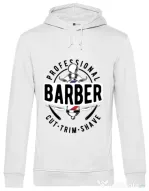 Hoodie barbat cu gluga Professional barber Alb