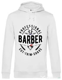 Hoodie barbat cu gluga Professional barber Alb