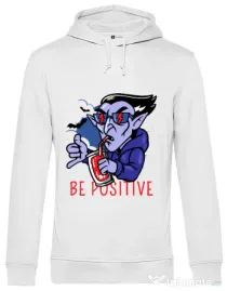 Hoodie barbat cu gluga Be positive Alb