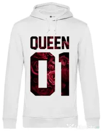 Hoodie barbat cu gluga Flower queen Alb