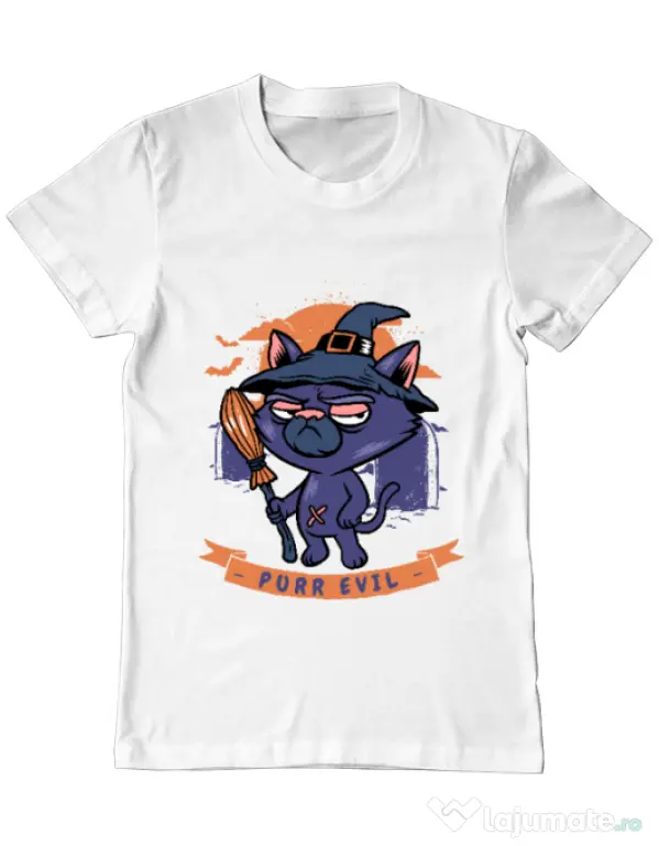 Tricou ADLER barbat Purr halloween Alb