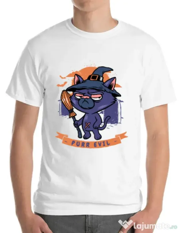 Tricou ADLER barbat Purr halloween Alb