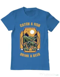 Tricou ADLER barbat Catch a fish Albastru azuriu