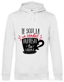 Hoodie barbat cu gluga Te scot la un zambet Alb