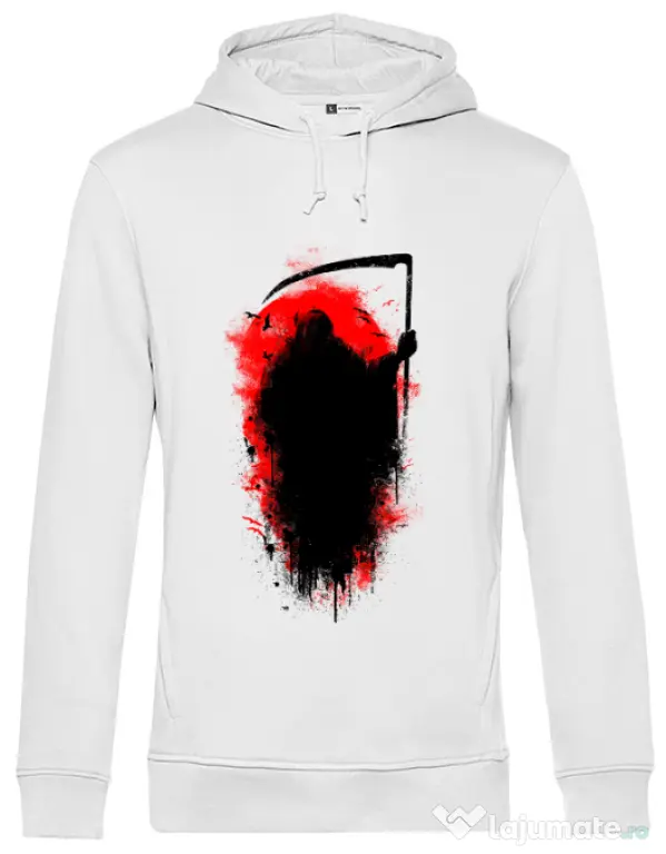 Hoodie barbat cu gluga Reaper Alb