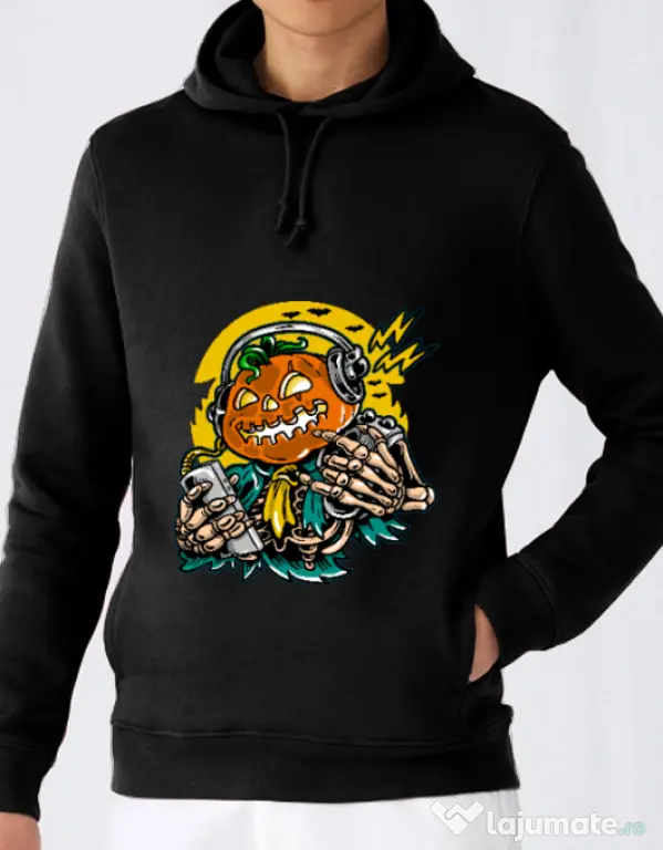 Hoodie barbat cu gluga Pumpkin Music Negru