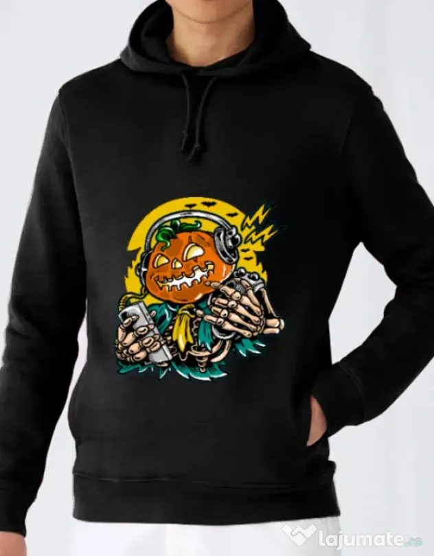 Hoodie barbat cu gluga Pumpkin Music Negru