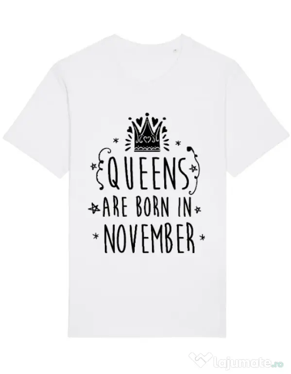 Tricou STANLEY STELLA barbat Queens are born in November Alb