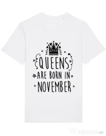 Tricou STANLEY STELLA barbat Queens are born in November Alb