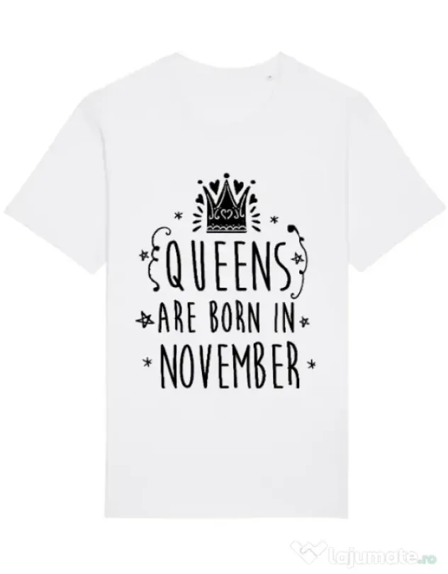 Tricou STANLEY STELLA barbat Queens are born in November Alb