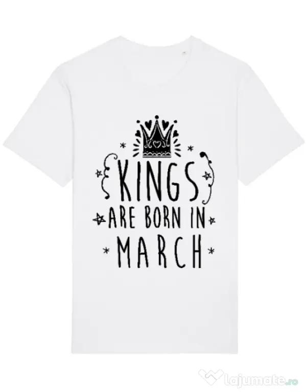 Tricou STANLEY STELLA barbat Kings are born in March Alb