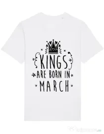 Tricou STANLEY STELLA barbat Kings are born in March Alb