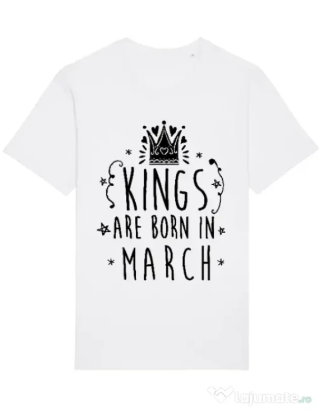 Tricou STANLEY STELLA barbat Kings are born in March Alb
