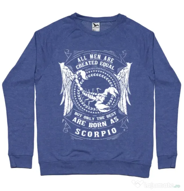 Bluza ADLER barbat The best men are born as Scorpio Albastru melanj