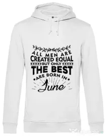 Hoodie barbat cu gluga The best men are born in June Alb